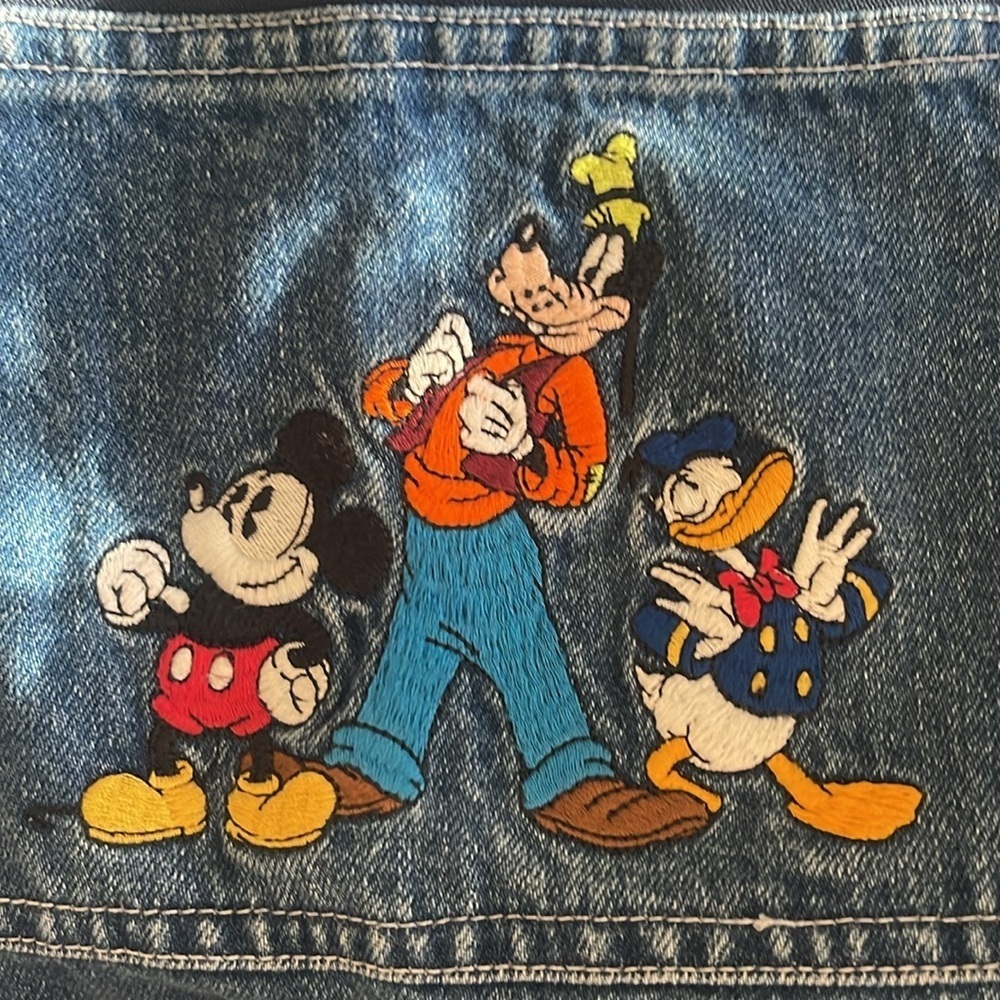 Y2K Disney Blue Jean Overalls - Pluto, Mickey & Donald Duck - size L/XL - Picture 4 of 8